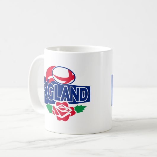 ラグビーのボールのイギリスの英語は上がりました コーヒーマグカップ (正面左)