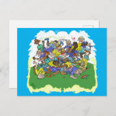 ラグビーの試合の漫画。 ポストカード (正面/裏面)