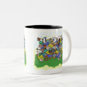 ラグビーの試合 ツートーンマグカップ (正面右)