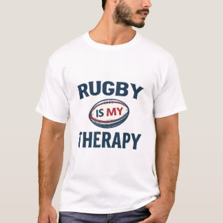 ラグビーは私のセラピー - ミニマリスト ラグビーボール Tシャツ