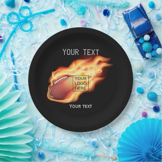 ラグビーをテーマにしたパーティー追加ロゴ ペーパープレート (パーティー)