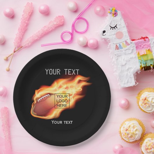 ラグビーをテーマにしたパーティー追加ロゴ ペーパープレート (パーティー)