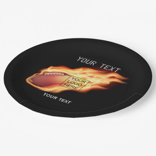 ラグビーをテーマにしたパーティー追加ロゴ ペーパープレート (アングル)