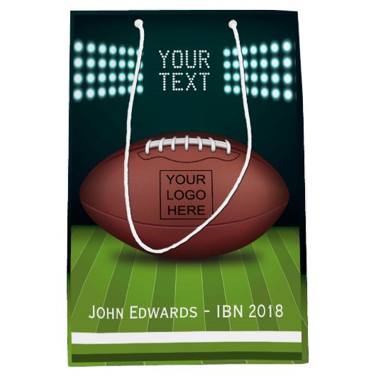 ラグビーをテーマにした追加ロゴ ミディアムペーパーバッグ (正面)