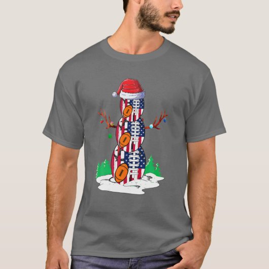 ラグビーアメリカ雪だるまボールクリスマスパジャマギフト Tシャツ (正面)