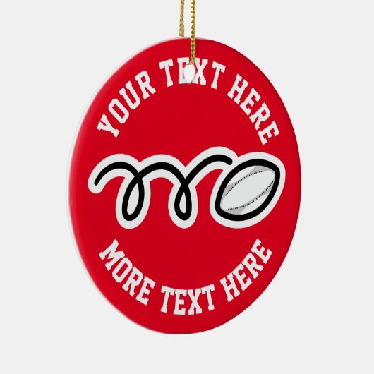 ラグビーカスタムグスポーツクリスマスツリーオーナメント セラミックオーナメント (右)