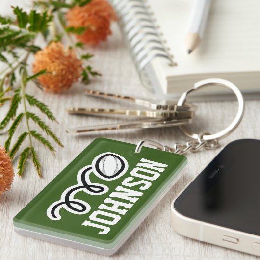 ラグビーキーチェカスタムーンのスポーツファンギフト キーホルダー (正面右)