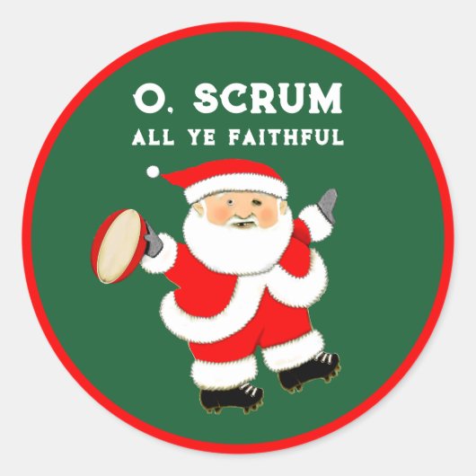 ラグビークリスマスホリデーギフト ラウンドシール (正面)