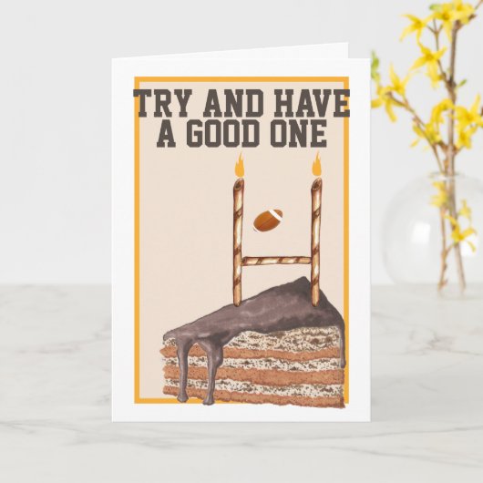 ラグビーゲームの試みと良い1つのスポーツ誕生日 カード (黄色い花)