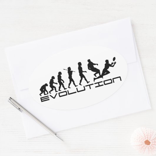 ラグビーサッカースポーツ進化芸術 楕円形シール (封筒)