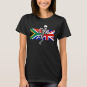 ラグビーサポーターSAとイギリス国旗と骨 Tシャツ (正面)