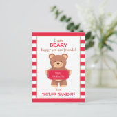 ラグビーストライプのビーパーソナライズされたビーバレンタインデー ポストカード (スタンド正面)