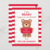 ラグビーストライプのビーパーソナライズされたビーバレンタインデー ポストカード (正面/裏面)