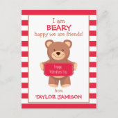 ラグビーストライプのビーパーソナライズされたビーバレンタインデー ポストカード (正面)