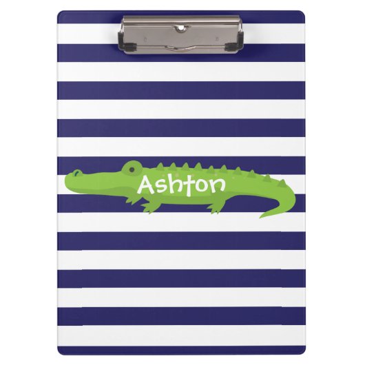 ラグビーストライプズのアリゲータパーソナライズされたクリップボード クリップボード (正面)