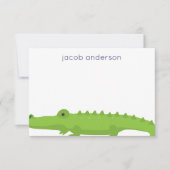 ラグビーストライプズのワニパーソナライズされたゲーターノートカード サンキューカード (正面)