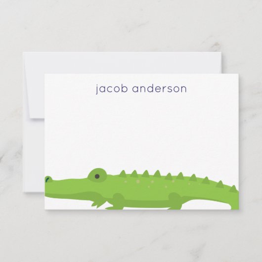 ラグビーストライプズのワニパーソナライズされたゲーターノートカード サンキューカード (正面)
