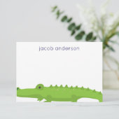 ラグビーストライプズのワニパーソナライズされたゲーターノートカード サンキューカード (スタンド正面)