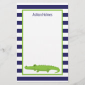 ラグビーストライプズのワニパーソナライズされたゲータ 便箋 (正面)