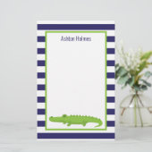 ラグビーストライプズのワニパーソナライズされたゲータ 便箋 (スタンド正面)