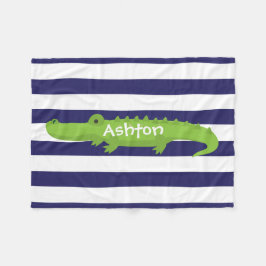 ラグビーストライプビーアリゲーターパーソナライズフリースブランケット フリースブランケット