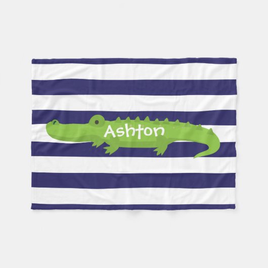 ラグビーストライプビーアリゲーターパーソナライズフリースブランケット フリースブランケット (正面(横))