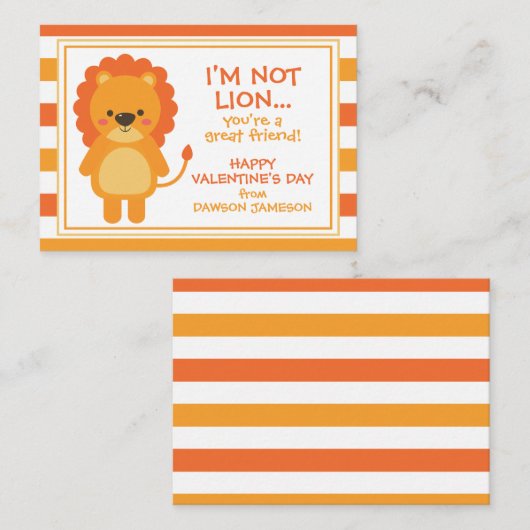 ラグビーストライプビーズライオンバレンタイン教室カード ノートカード (正面/裏面)