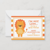 ラグビーストライプビーズライオンバレンタイン教室カード ノートカード (正面)