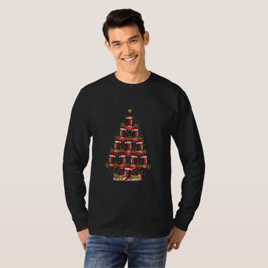 ラグビースポーツクリスマスツリー照明ラグビークリスマス Tシャツ (正面フル)