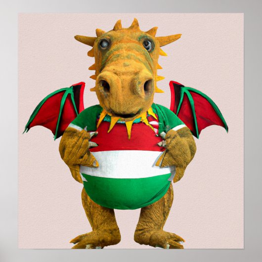 ラグビードラゴン – ラグビーアートプリント ポスター (正面)