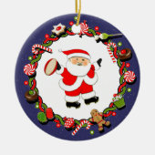 ラグビーパーソナライズされたグクリスマスホリデー セラミックオーナメント (正面)