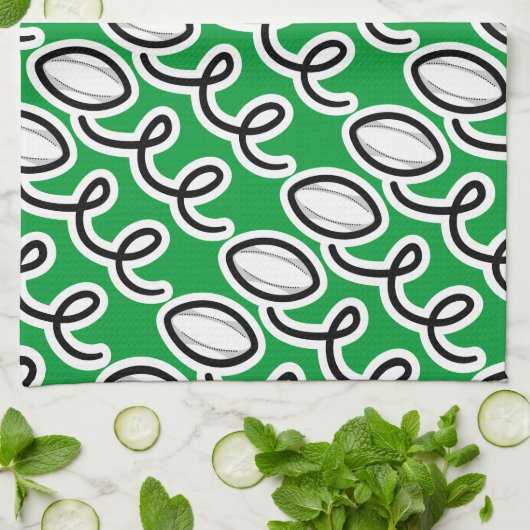 ラグビーパーソナライズされたタタオル |スポーツテーマデザイン キッチンタオル (折り畳み)