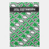 ラグビーパーソナライズされたタタオル |スポーツテーマデザイン キッチンタオル (縦)