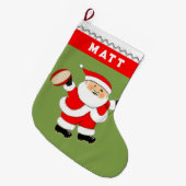 ラグビーパーソナライズされたビー ラージクリスマスストッキング (正面 (吊り時))