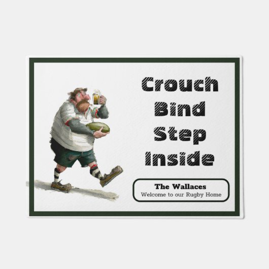 ラグビーパーソナライズされたファンのドアマット ドアマット (正面)