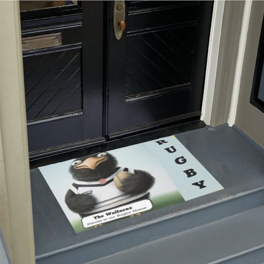 ラグビーパーソナライズされたファンのドアマット ドアマット