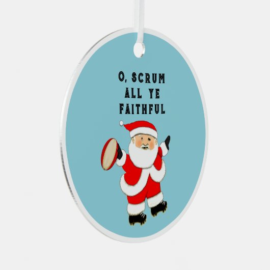 ラグビーパーソナライズされたホリデーギフト メタルオーナメント (正面右)