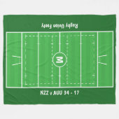 ラグビーファンのカスタムなピッチ-あなたの文字を加えて下さい フリースブランケット (正面(横))