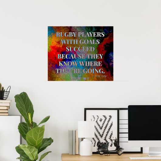 ラグビープレイヤーとゴール引用文の成功 ポスター (ホームオフィス)