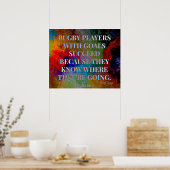 ラグビープレイヤーとゴール引用文の成功 ポスター (キッチン)