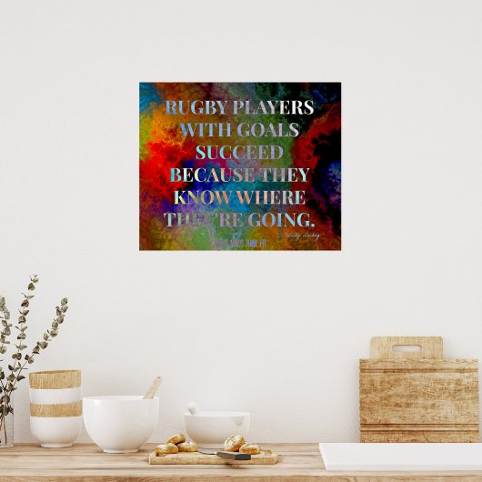 ラグビープレイヤーとゴール引用文の成功 ポスター (キッチン)