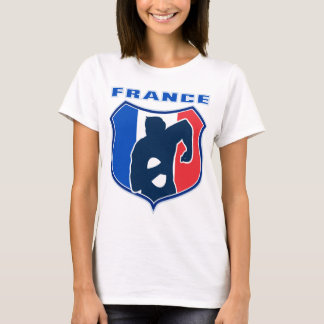 ラグビープレーヤーのフランス人のフランスの旗の盾 Tシャツ