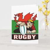 ラグビープレーヤーの記録の試みのウェールズの旗 カード (黄色い花)