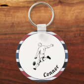 ラグビープレーヤーズネームストライプのスポ男らしートテーマ キーホルダー (正面)