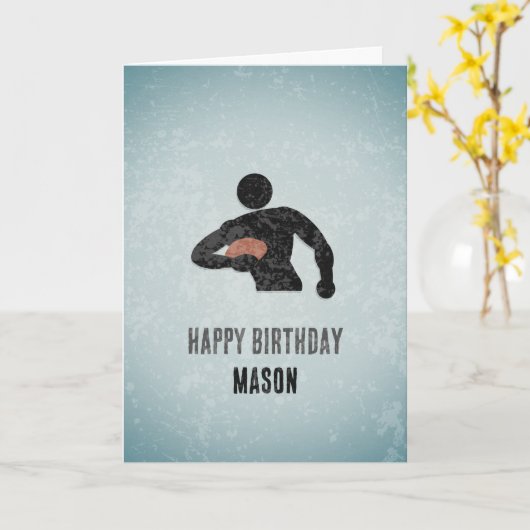 ラグビープレーヤー – スポーツをテーマにした男らし誕生日 カード (黄色い花)