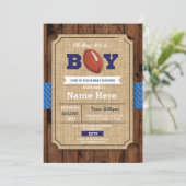 ラグビーベイビーシャワーアメリカンフットボールボーイ招待状 招待状 (スタンド正面)