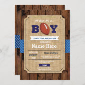 ラグビーベイビーシャワーアメリカンフットボールボーイ招待状 招待状 (正面/裏面)