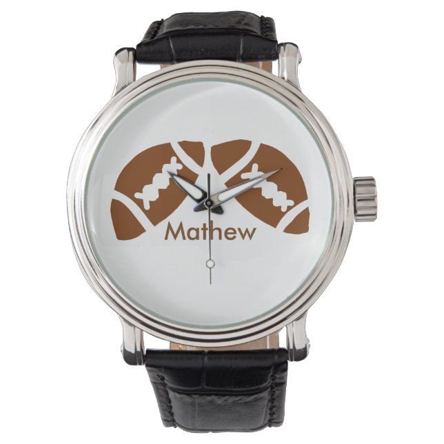 ラグビーベースボールスポーツを追加する名前の少年の子供の男性のギフト 腕時計 (正面)