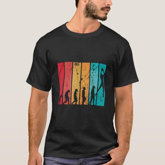 ラグビーボールスポーツ選手レトロ進化ラグビーチーム Tシャツ (正面)