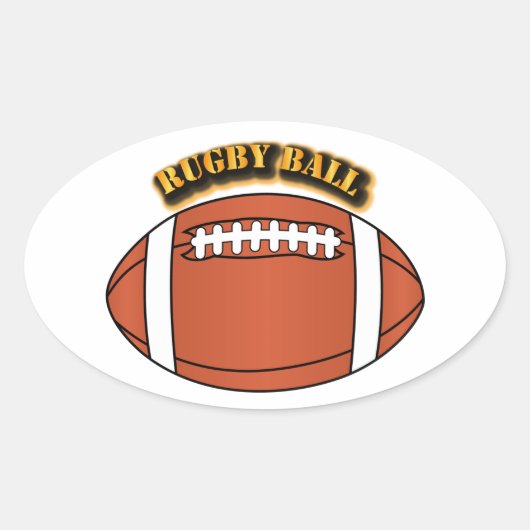 ラグビーボール付き文字 楕円形シール (正面)